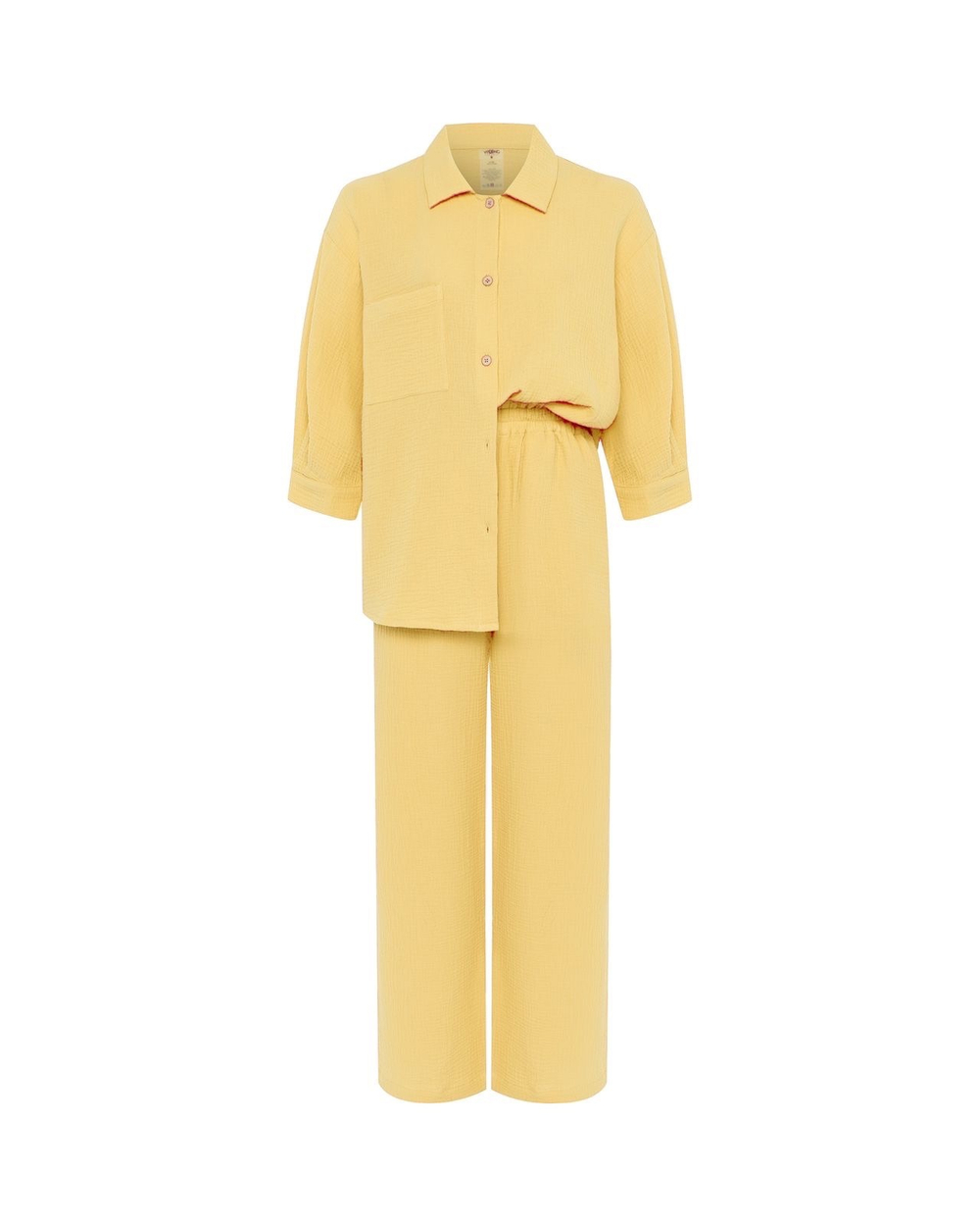 Муслиновый костюм с брюками светло-желтый пошив