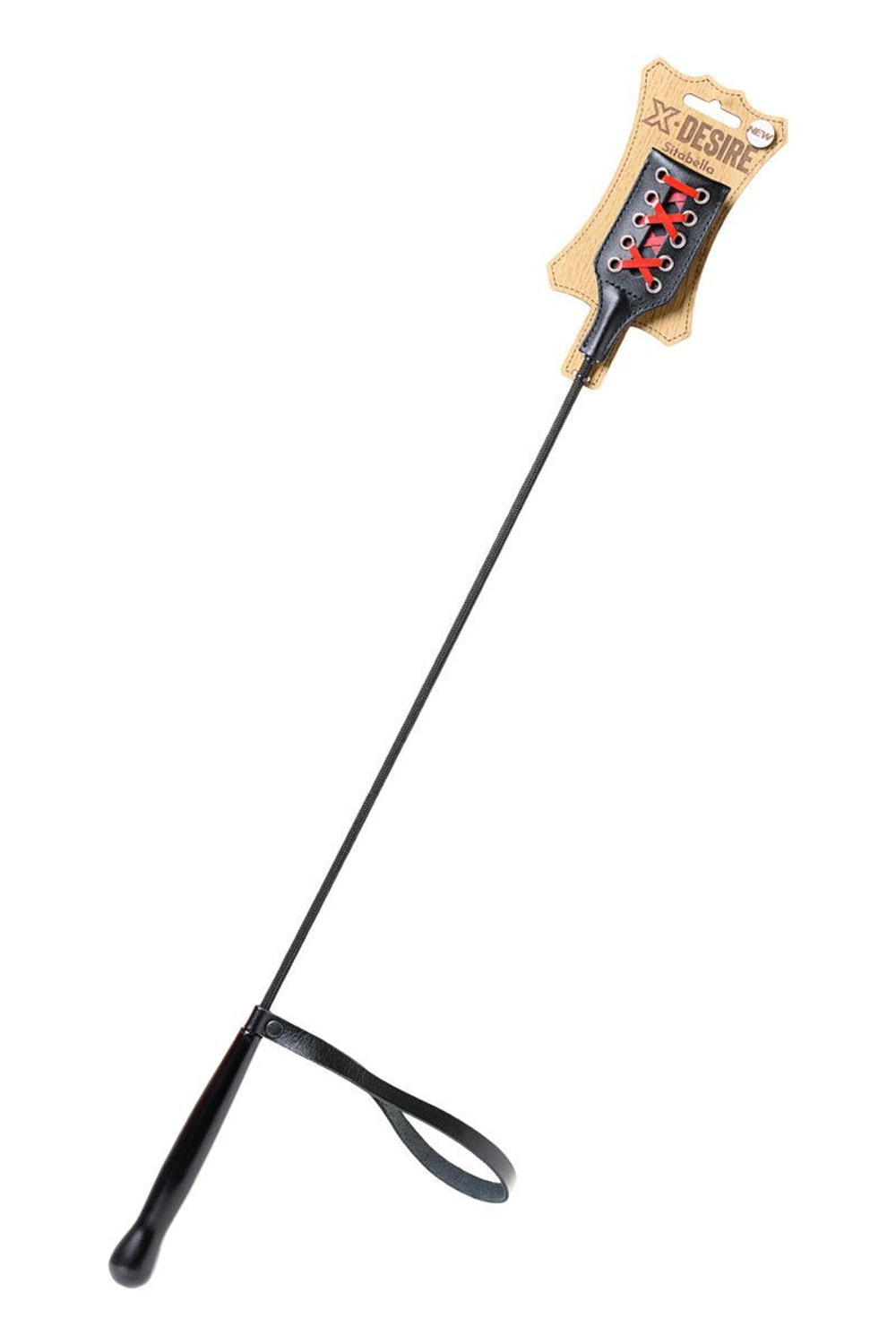 Стек с декоративной шнуровкой на хлопушке - 65 см. (Цвет: черный с красным)