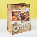 Пакет бумажный 18*23*10см с ручками глянцевый "Мужской" микс