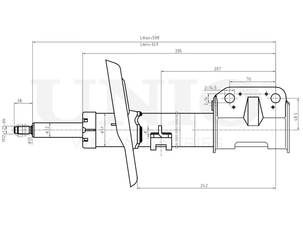 Амортизатор газовый передней подвески UNIO SAB-10672