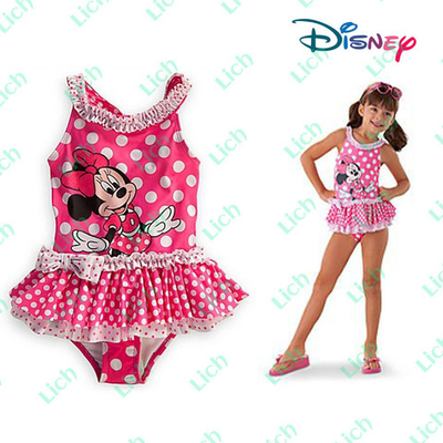 Купальник детский закрытый в горох с принтом Минни Маус