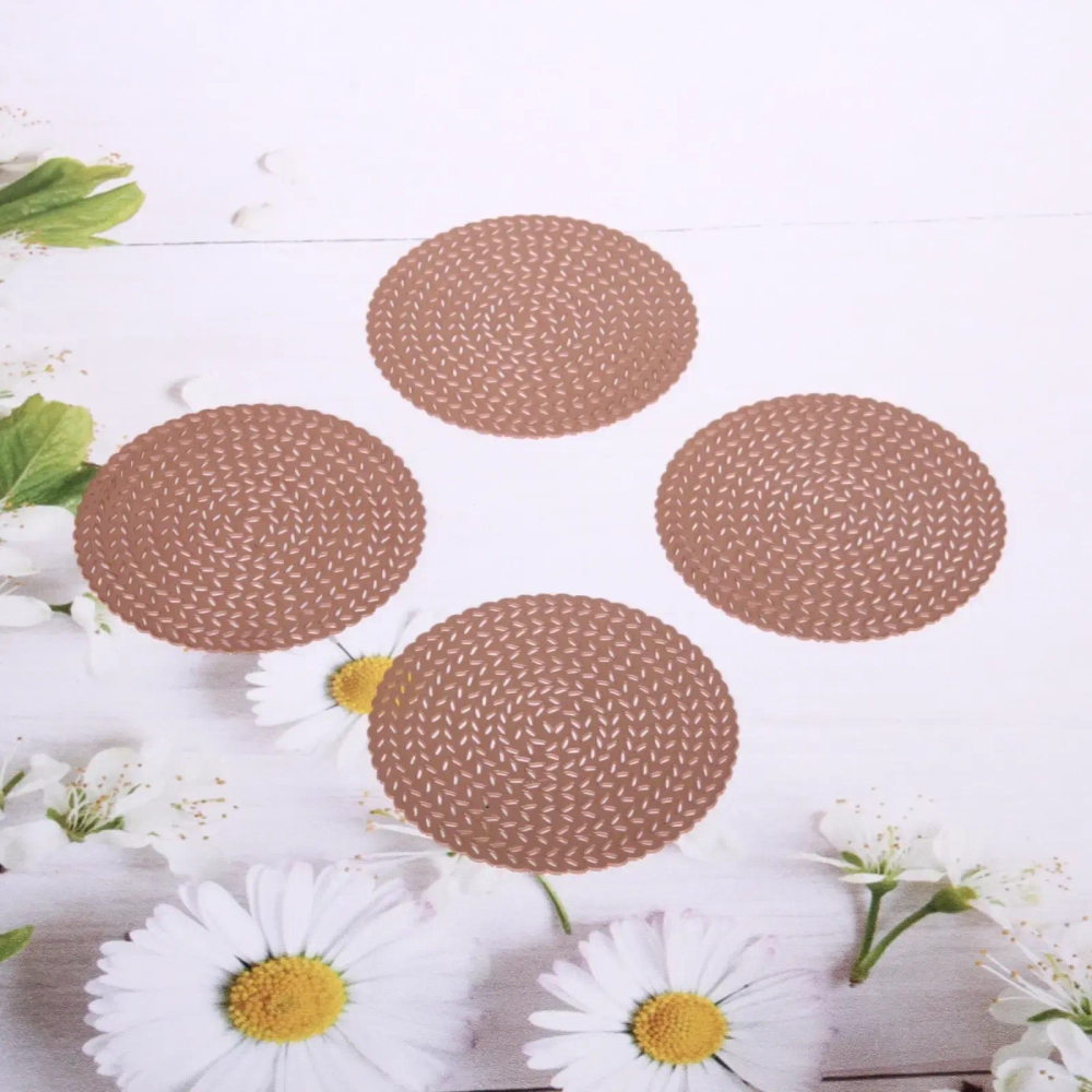 Подставка под кружку 10см в наборе 4шт «Паутинка» охра