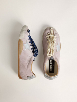 True Star in pastel pink suede with silver star and heel tab