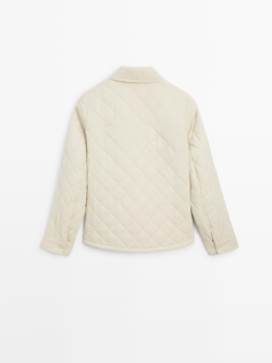 Massimo Dutti Короткая легкая стеганая куртка, натуральный/кремовый