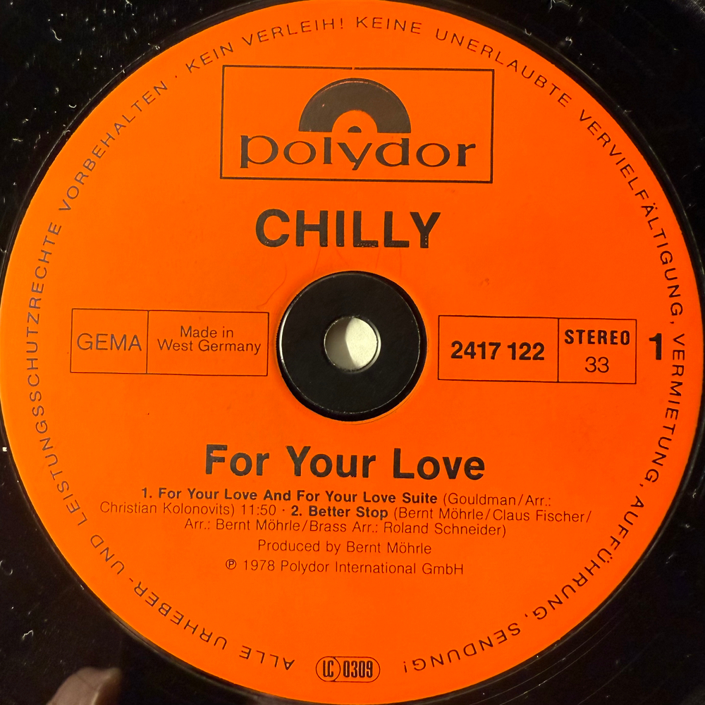 Chilly ‎– For Your Love (Германия 1978г.)