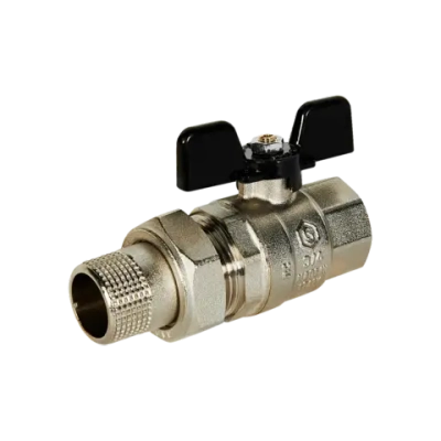 Кран шаровой полнопроходной STOUT - 3/4" (ВР/НР-американка PN40, Tmax 150°C, ручка-бабочка черная)