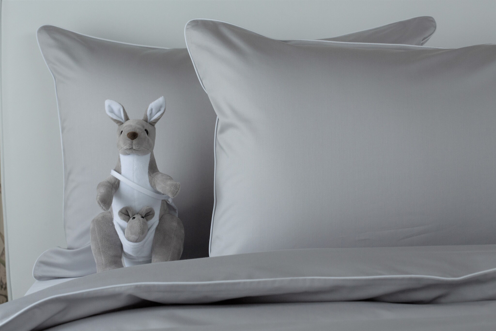 Постельное белье 2 спальное евро макси Сlaire&Caroll Lune серое с белым кантом