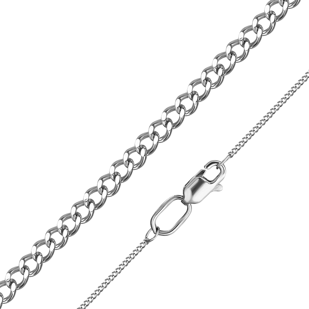 Цепь из белого золота с алмазной гранью (плетение «Панцирное»)