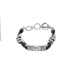 Браслет Ciclon, Mini Kubik Stile, кожаный, металл, CN-243105-00 (серебристый)