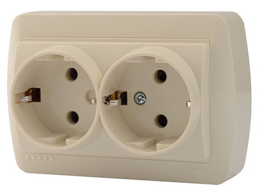 Розетка LEZARD DEMET 2-местная о/п с/з бел. 16А 250В