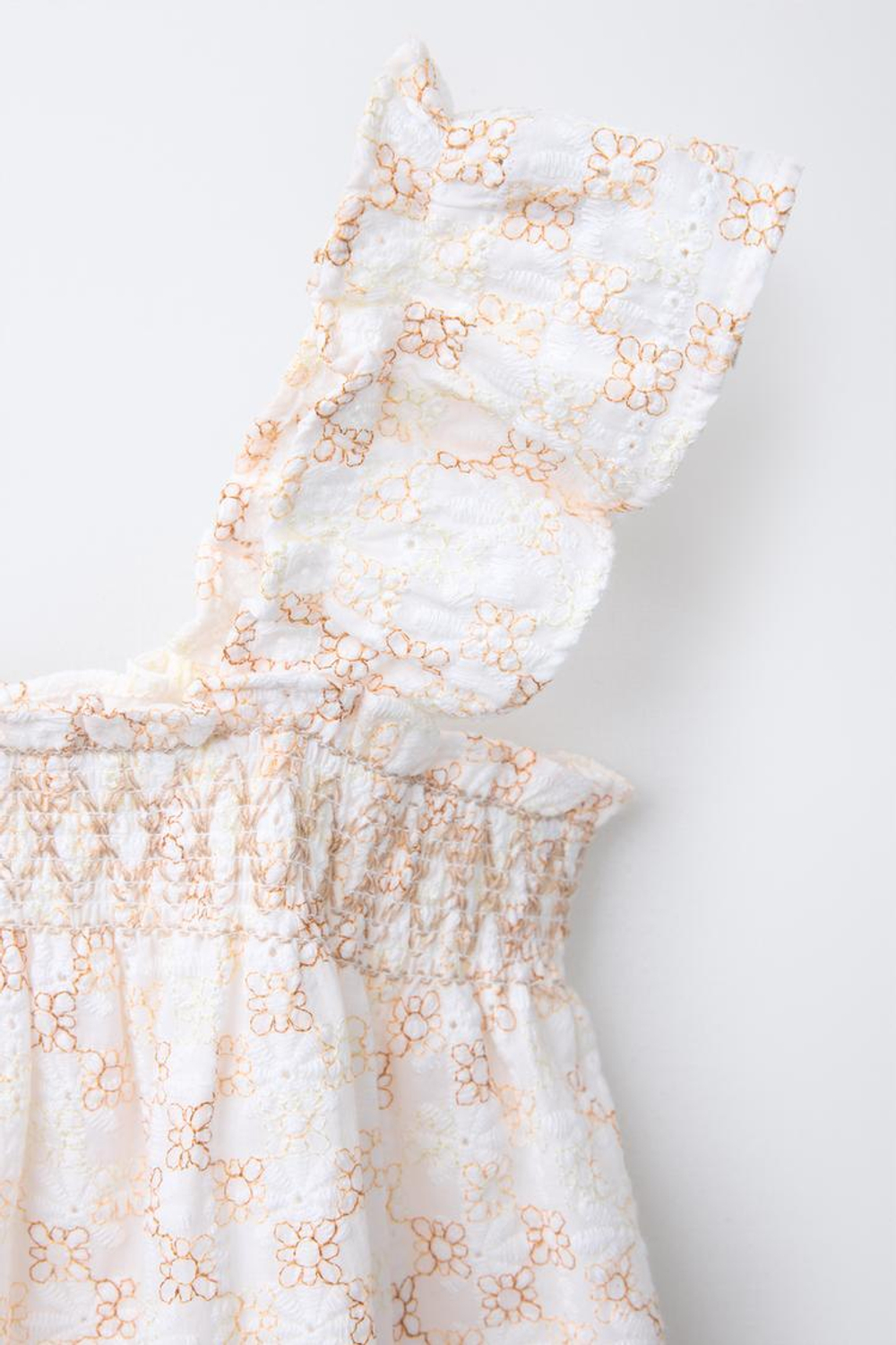 ZARA ПЛАТЬЕ С ВЫШИВКОЙ И ВОЛАНАМИ, РАЗНОЦВЕТНЫЙ