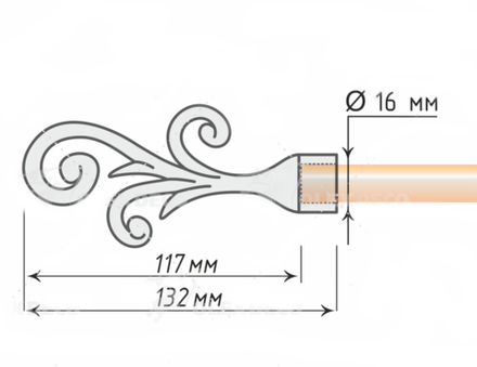Наконечники "Одри" кованых карнизов для штор d 16 мм, цвет античное золото