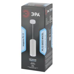 PL12 GX53 WH/SL Подсветка ЭРА Подвесной светильник под лампу GX53, алюминий, цвет белый+серебро (18/