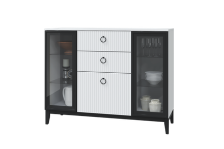 Комод с 2 стеклянными дверками + 2 ящика "Шарлиз" на ножках