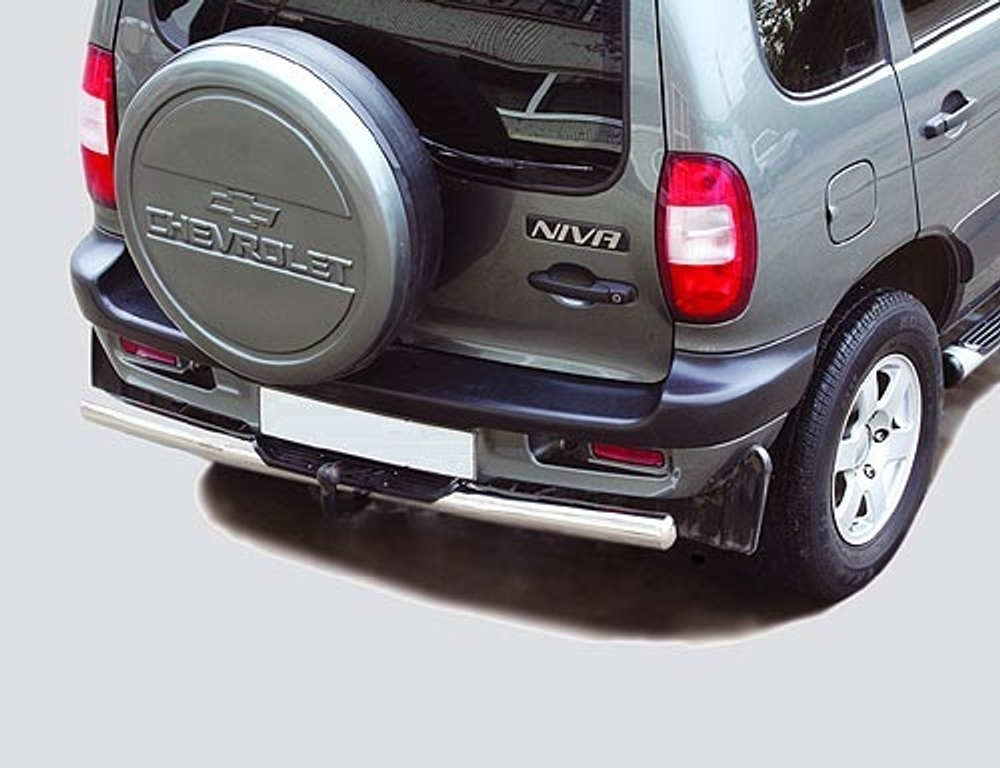 Защита заднего бампера «Труба с проступью» (Ø=76 мм), Chevrolet Niva (- 03.2009 (нержавеющая сталь)