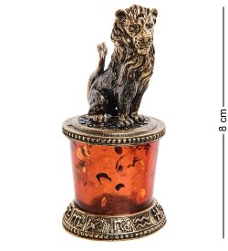 Народные промыслы AM-2769 Фигурка «Знак зодиака-Лев» (латунь, янтарь)