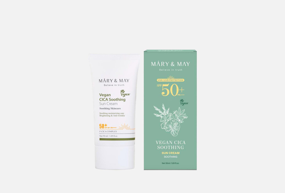 Успокаивающий солнцезащитный крем с центеллой Mary&May CICA Soothing Sun Cream SPF50+ PA++++, 50ml