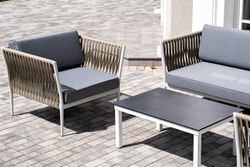 "Касабланка" лаунж-зона плетеная из роупа 4-местная, цвет серый