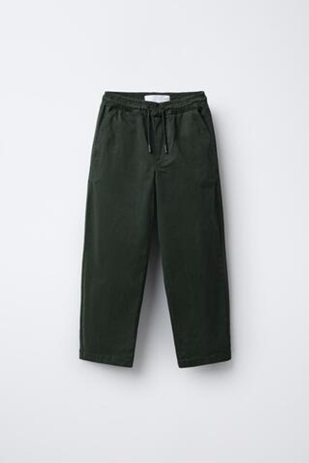 ZARA ПРЯМЫЕ БРЮКИ С НАШИВКОЙ, ЗЕЛЕНЫЙ