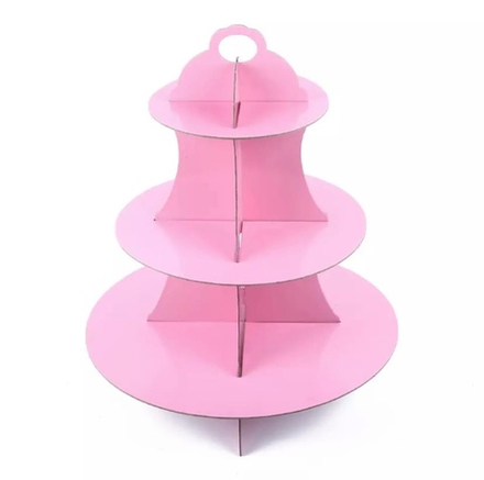 Картонная подставка для десертов (розовая)
