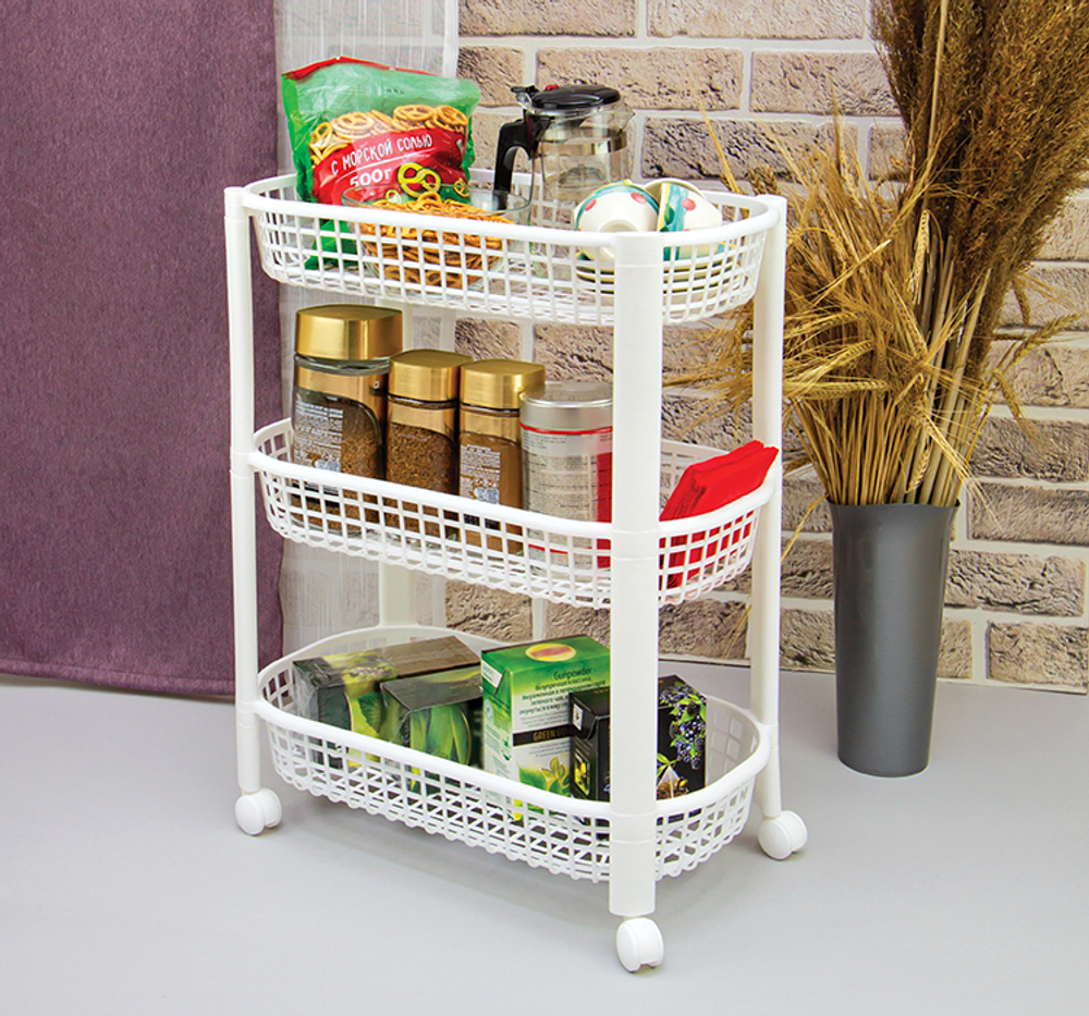 Полка для хранения овощей (3секции) на колесах М2730