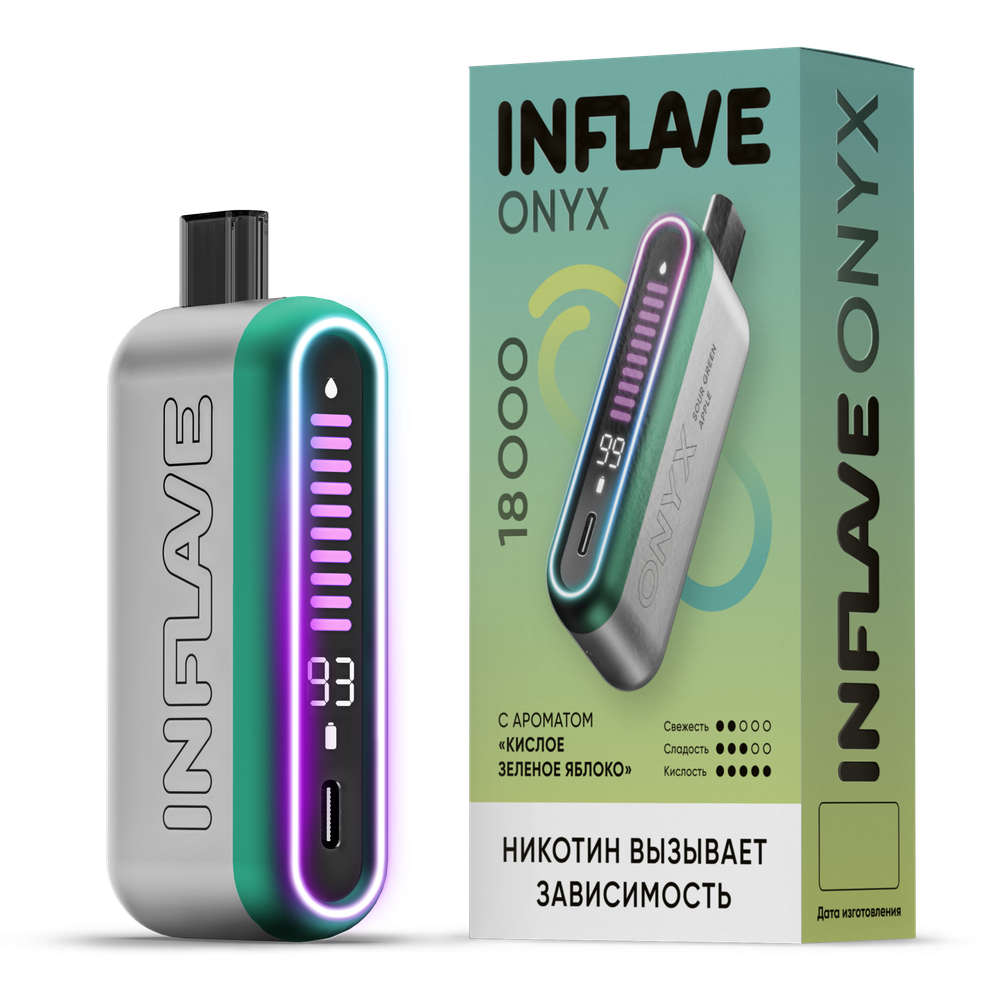 Inflave Onyx Кислое зелёное яблоко 18000 затяжек 20мг (2%)
