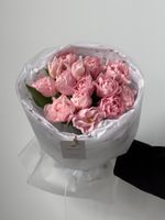 Букет из 15 нежно-розовых пионовидных тюльпанов