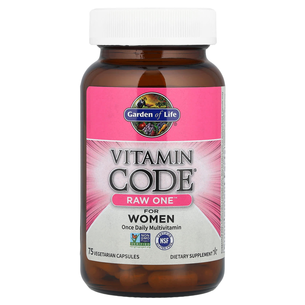 Garden of Life, Vitamin Code, RAW One, мультивитаминная добавка для женщин (для приема 1 раз в день), 75 вегетарианских капсул