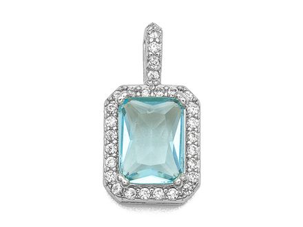 Подвеска-кулон "Топаз", 16,5мм (голубой-серебро)