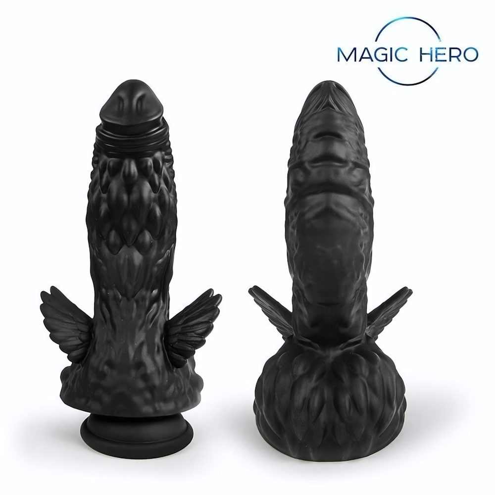 Оригинальный фаллоимитатор с крыльями - 22 см. (Цвет: черный)