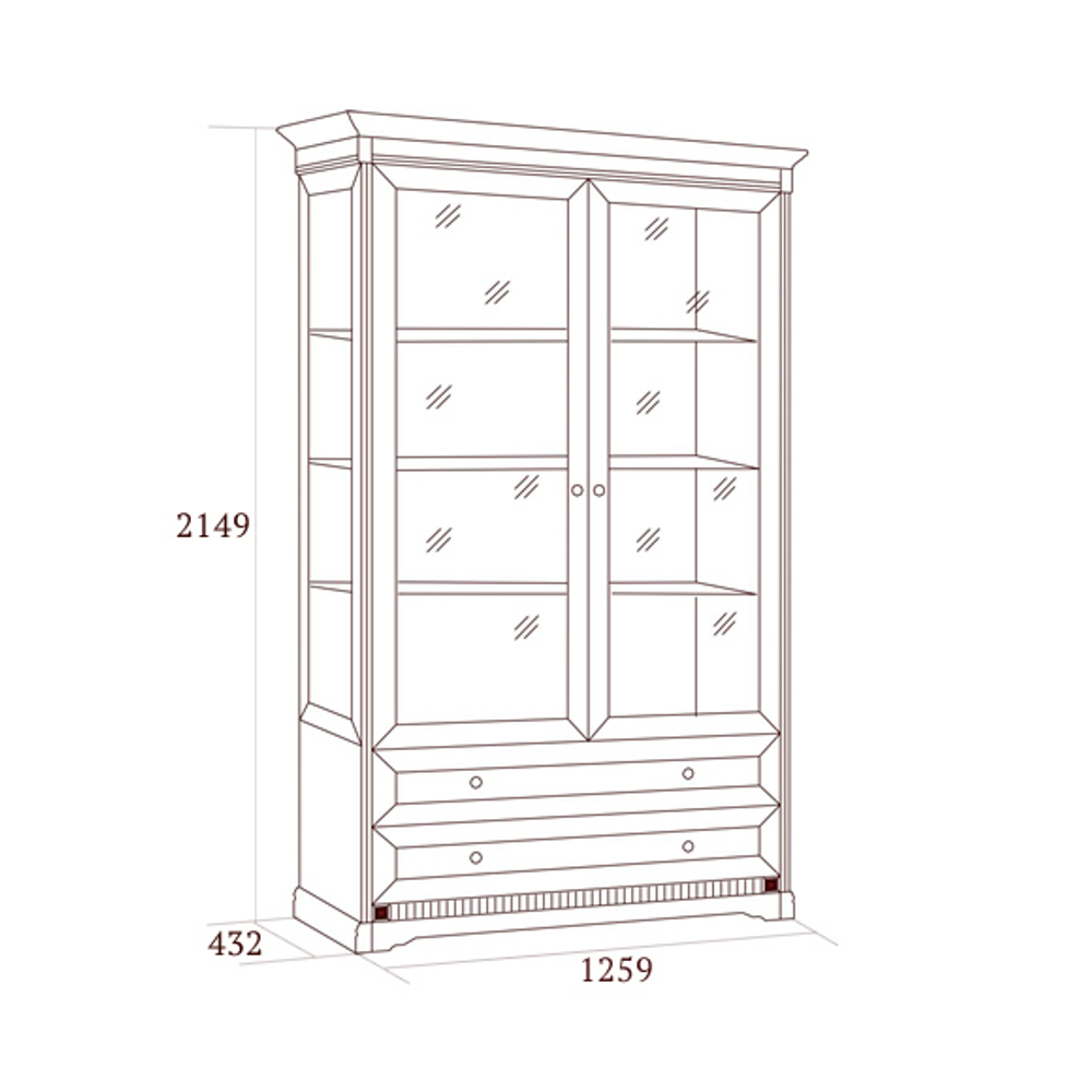 ДЖОКОНДА Гостиная. Шкаф д/посуды 2-х дверный