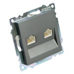 Розетка компьютерная 2-местная RJ-45 (механизм) STEKKER GLS00-7109-06 , серия Катрин, графит 50008