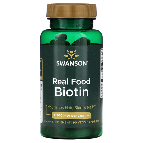 Swanson, Натуральный пищевой биотин, 2500 мкг, 90 растительных капсул