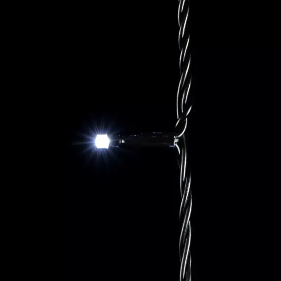 Светодиодная нить 100 холодных белых LED ламп, 10 м., 24В, черный провод ПВХ, LTC (PST100-11-1W)