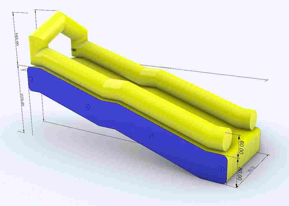 Надувная прямая водная горка для вышки (опоры) «Стрела» с двумя ступенями 12*2,5*5 м
