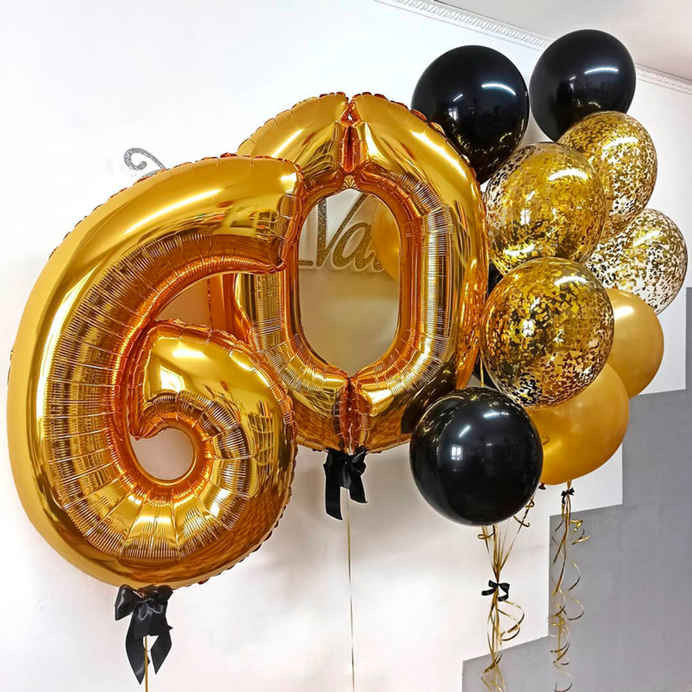 Композиция из шаров на 60 лет Черное золото