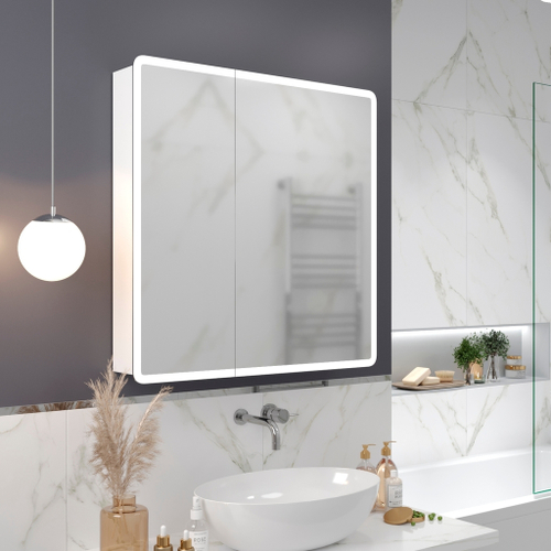 Зеркальный шкаф MIXLINE "Сканди" 800*800 (ШВ) 2 створки, универ. датчик движения,свет. подсветка