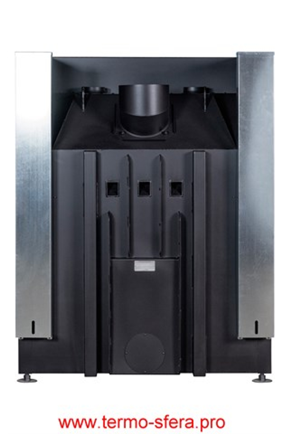 Каминная топка Экокамин ДЕЛЬТА 1200 B три стекла принтинг черный шамот