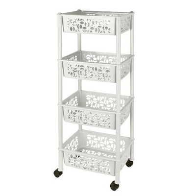 Этажерка Keeplex Light на колесиках четырехсекционная прямоугольная 37х29х93,5см белое облако