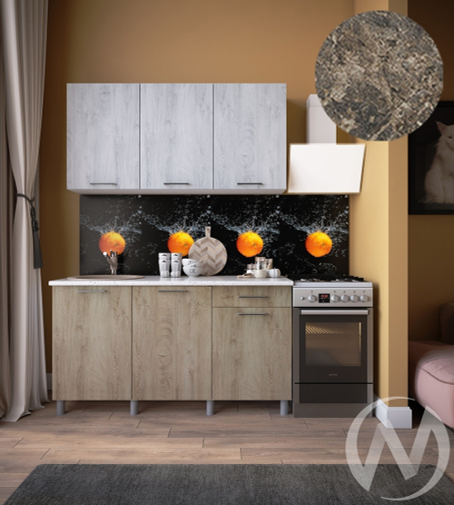 Кухня Одри 1.5м (корпус белый/дуб остин серый; дуб остин бежевый) 38мм королевский опал