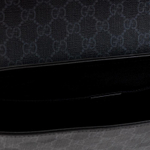 GUCCI Leather Messenger Bag, Shoulder Bag, Crossbody Bag Men"s Black Gray