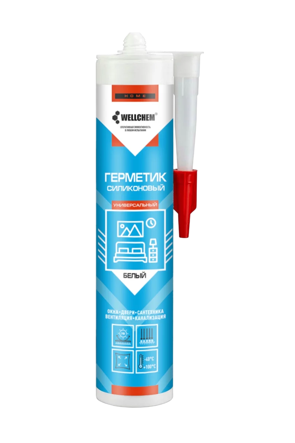 Герметик силиконовый универсальный, WELLCHEM, белый, 280мл