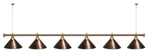 Лампа STARTBILLIARDS 6 пл. (плафоны зеленые,штанга зеленая,фурнитура золото)