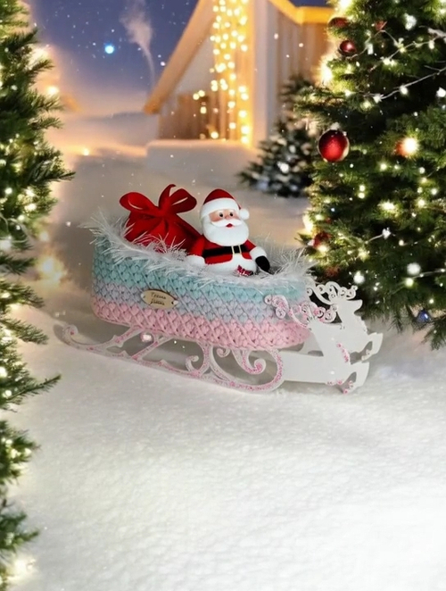 Сани Деда Мороза с оленями, украшение под ёлку, подарок на новый год