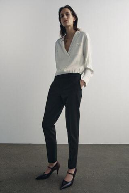 ZARA КОМБИНЕЗОН С КОНТРАСТНЫМИ ДЕТАЛЯМИ — ZW COLLECTION, БЕЛЫЙ/ЧЕРНЫЙ