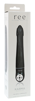 Чёрный вибромассажёр Karma - 17,8 см.
