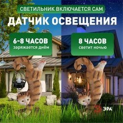 Светильник уличный ЭРА ERASF22-01 садовый на солнечной батарее садовый Кот Акробат 37 см | Садовые декоративные светильники