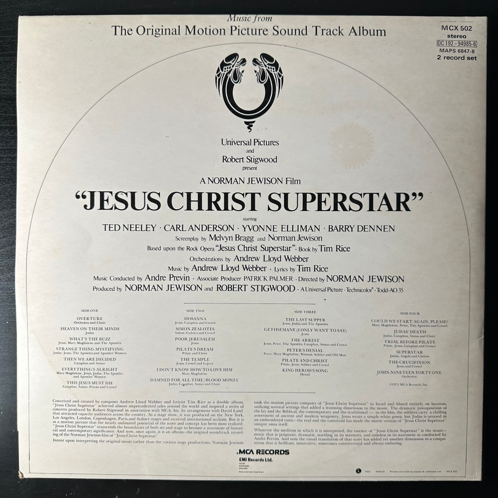 Jesus Christ Superstar (The Original Motion Picture Sound Track Album) 2LP (Англия 1974г.)