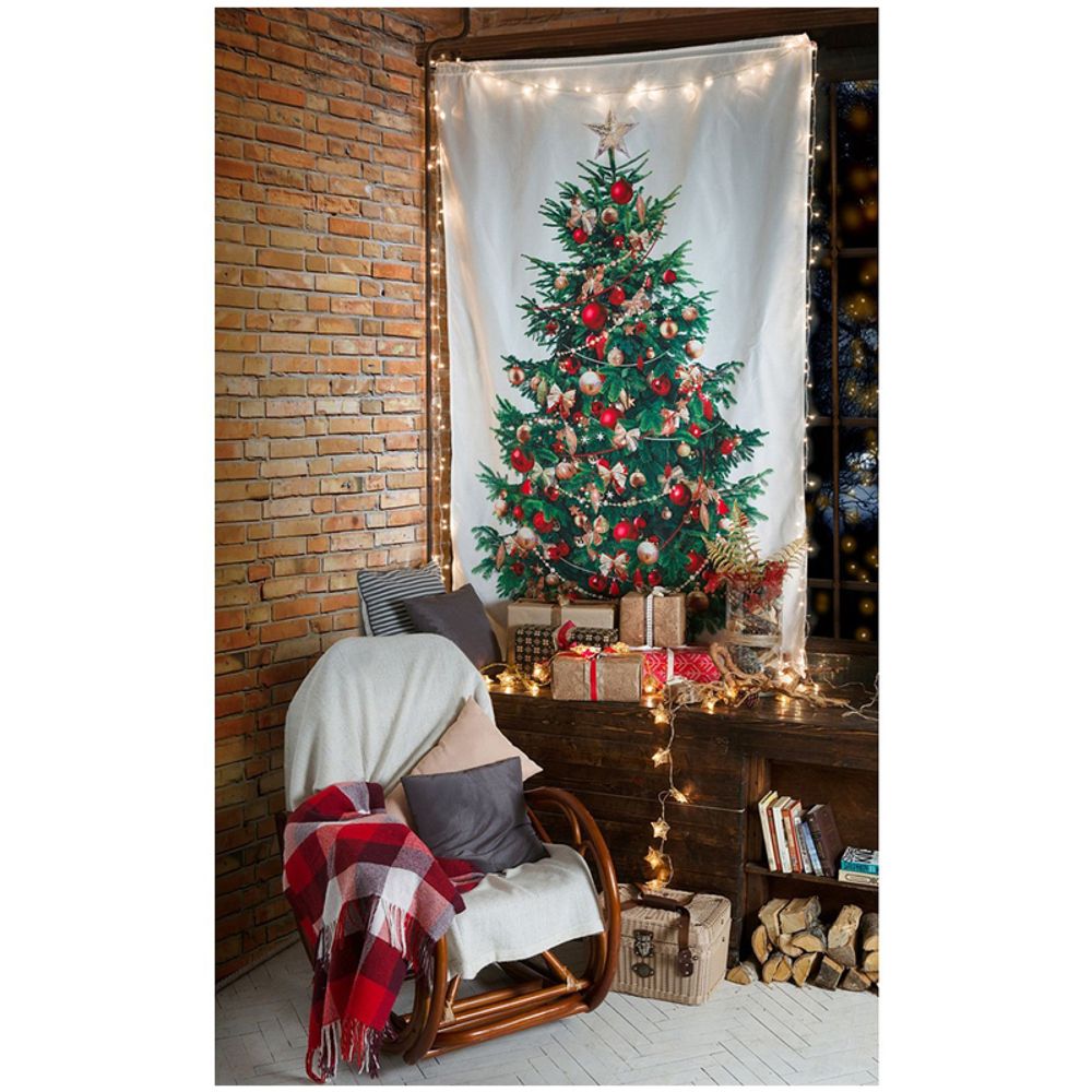 Ель декоративная Bondibon "Самая компактная елка "Штора - Новогодняя елка", 140*230см