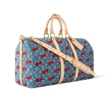 Louis Vuitton x Takashi Murakami Keepall 45 Cherry denim